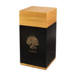 Factory Wooden Padauk Large Cremation Urn – Customizable Square Column with Engraved Designs - Image 4