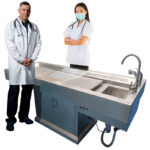 Stainless Steel Hospital & Funeral Autopsy Table with Hot/Cold Water Clean Pip Shower & Sink
