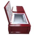Red waterproof & cheap plywood wooden casket with viewing window & heavy-duty construction coffins - Image 7